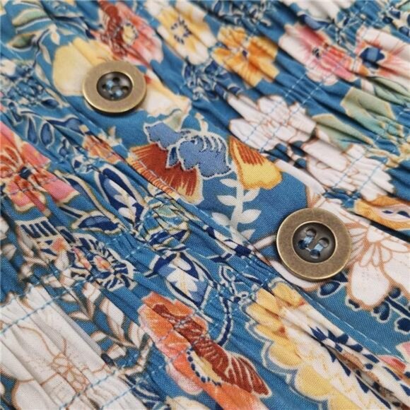 Women's 2025 Summer Boho Floral Print Tiered Casual Flowy Long Maxi Dress - Picture 6 of 6